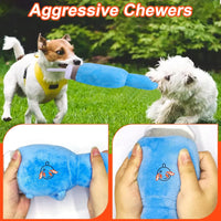 Durable Squeaky Dog Tumbler Toy for Aggressive Chewers with Safety Design and Fluff and Tough Materials - Blue