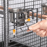 "Chic & Roomy 68.5'' Black Metal Rolling Bird Cage - The Ultimate Aviary for Your Parrots!"