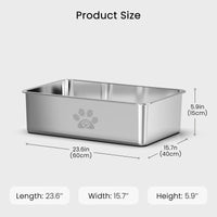 Extra-Large Stainless Steel Cat Litter Box with High Sides - 23.6" x 15.7" x 5.9" 