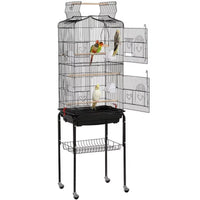 64" Large Rolling Metal Bird Cage with Open Top, Black