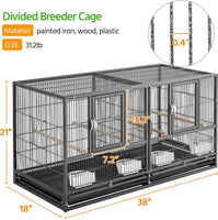 Stackable Divided Breeder Bird Cage for Small Birds, Black