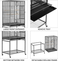 Large 54-Inch Wrought Iron Bird Cage with Stand for Small Parrots and Finches