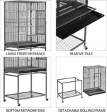 Large 54-Inch Wrought Iron Bird Cage with Stand for Small Parrots and Finches