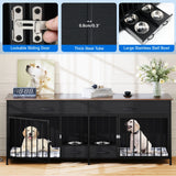 Elegant Double Dog Kennel Furniture with Storage & Feeder 