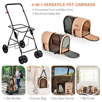 4-In-1 Double Dog & Cat Stroller with Detachable Carrier and Travel Carriage