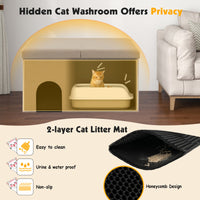 Cat Litter Box Enclosure Hidden Furniture with Urine Proof Litter Mat