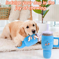 Durable Squeaky Dog Tumbler Toy for Aggressive Chewers with Safety Design and Fluff and Tough Materials - Blue