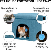 Luxurious Collapsible Pet House with Plush Ball Toy - Ocean Blue