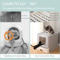 Professional Product Title: 
"Large Foldable Cat Litter Box with Lid and Top Entry, Anti-Splashing Design, Includes Cat Litter Scoop and Drawer for Easy Cleaning - Gray"