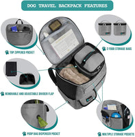 Travel-Friendly Dog Backpack: Airline Approved Pet Bag with Food Container, Collapsible Bowls & Diaper Supplies 