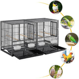 Stackable Divided Breeder Bird Cage for Small Birds, Black