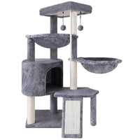 Deluxe 37.4'' Cat Tree Tower with Condo, Scratching Posts, and Two Hammocks 