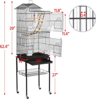 Deluxe 64-Inch Open Top Bird Cage with Rolling Stand   