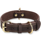 Leather Heavy Duty Dog Collar for Large Dogs - Brown