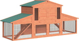 Spacious 89" Wooden Rabbit, Guinea Pig, and Chicken Hutch House.     Weatherproof Roof, Removable Tray, and Ramps for Indoor/Outdoor Use