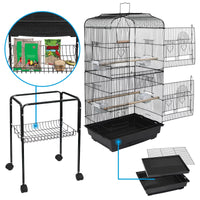 "Premium 59-Inch Wrought Iron Bird Cage with Rolling Stand"