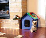 "Fleece Heated Small Pet House - Secure, Weather-Proof, Foldable - Orange/Black"