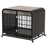 Heavy Duty Dog Crate Wooden Dog Cage Furniture with Tabletop for Small Medium Large Dogs, Decor Pet House Kennel with Removable Trays and Lockable Wheels