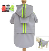 Trendy Lightweight Hooded Dog Raincoat - Zipper Closure Poncho with Reflective Strip for French Bulldogs & Pugs - Stylish Gray Design!