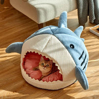 Luxury Plush Shark Bed for Cat and Small Dog 