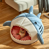 Luxury Plush Shark Bed for Cat and Small Dog 