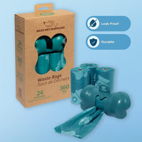 Eco-Friendly Dog Poop Bags - 360 Leak-Proof & Tear-Resistant Rolls in Turquoise 