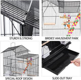 "Spacious 39-Inch Roof Top Bird Cage with Toys for Small Parrots"