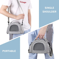 Small Animal Travel Carrier Bag - Portable and Stylish Grey Design