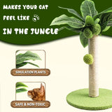 "Green Leaves Cat Scratching Post with Sisal Rope - Indoor Cat Tree for Kittens"