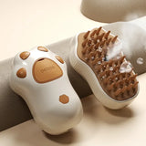 Electric Paw-Shaped Cat and Dog Grooming Brush with Steam and Water Spray for Bathing and Massage