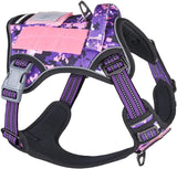 "Smart Reflective Purple Camo XL Dog Harness - Famous TIK Tok No Pull Design!"