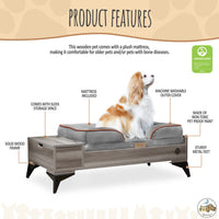 Wyatt Elevated Wooden Dog Bed with Mattress & Storage - Greenguard Gold Certified for Small to Medium Pets