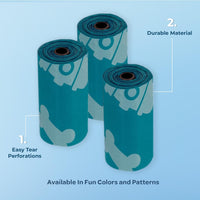 Eco-Friendly Dog Poop Bags - 360 Leak-Proof & Tear-Resistant Rolls in Turquoise 