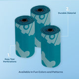 Eco-Friendly Dog Poop Bags - 360 Leak-Proof & Tear-Resistant Rolls in Turquoise 