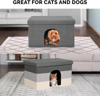 Hygge Stripe Collapsible Pet House Ottoman