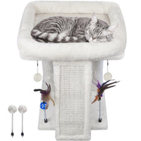 Deluxe Beige Cat Tree with Condo, Scratching Post, Hammock, and Hanging Ball