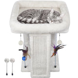 Deluxe Beige Cat Tree with Condo, Scratching Post, Hammock, and Hanging Ball