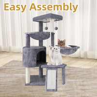 Deluxe 37.4'' Cat Tree Tower with Condo, Scratching Posts, and Two Hammocks 