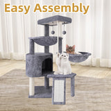 Deluxe 37.4'' Cat Tree Tower with Condo, Scratching Posts, and Two Hammocks 