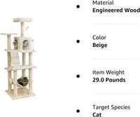 Professional title: 
"Multi-Level Cat Tree for Large Cats with Scratching Posts, Platform, Hammock, and Condo - Beige"