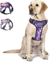 "Smart Reflective Purple Camo XL Dog Harness - Famous TIK Tok No Pull Design!"