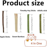 Organic Bunny Chew Stick Rabbit Toy Treat - 140g, 4-in-1 Molar Snack for Small Animals