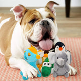 "Pet Toys Set: Squeaky Stuffed Animal Puppy Chew Toys for Small to Medium Dogs - Pack of 12 in Carry Bag"