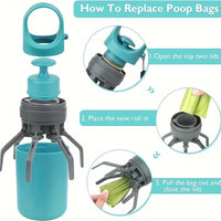 Portable Dog Poop Scooper with Built-In Bag Dispenser.            