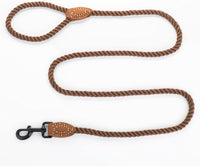 Cotton Rode Leash for Dog with Leather Tailor Tip and metal clasp 