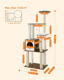 Woody wonders 65-Inch Modern Cat Tower - Multi-Level Indoor Cat Condo with 5 Scratching Posts.