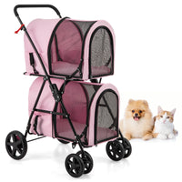 4-In-1 Double Dog & Cat Stroller with Detachable Carrier and Travel Carriage