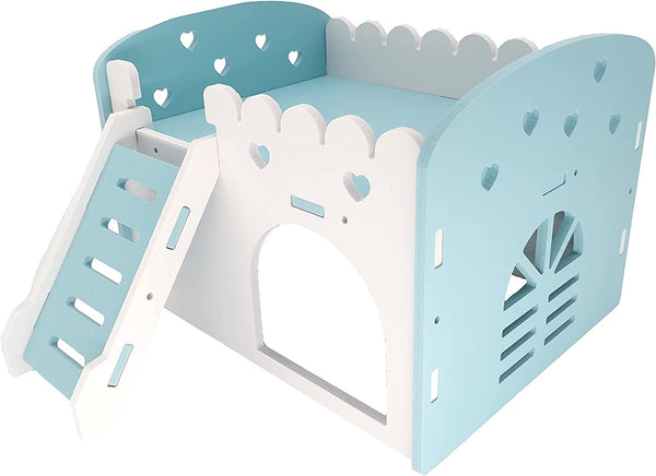 Cozy Medium Blue Bunkbed Hideout & Playground for Chinchillas, Rats, Hamsters, and Hedgehogs