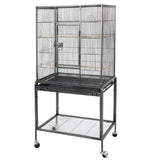 Large 53" Rolling Bird Cage with Stand - Ideal Lovebird House in Stylish Black Finish