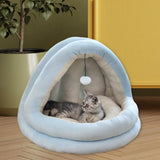 Indoor Cat Bed with Hanging Toy for Rabbit Cats or Small Dogs Kitty L Light Blue